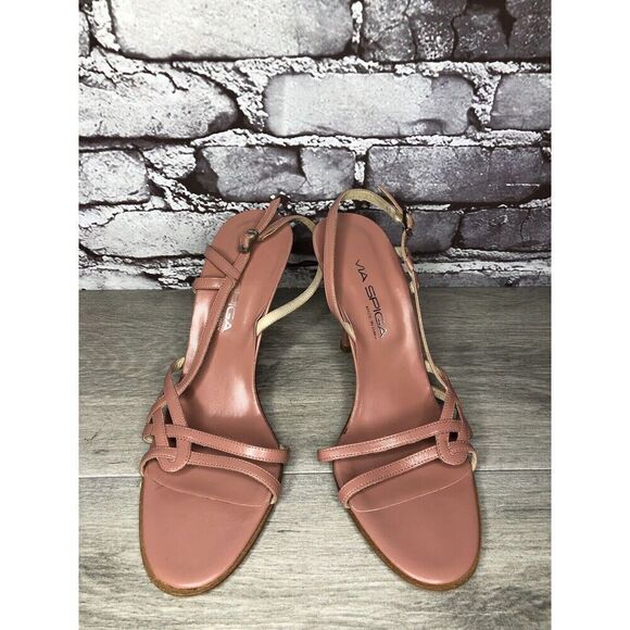 VIA SPIGA Pink Leather Ankle Strap Stiletto Heels Sandals Women Sz 9N US/39.5EU - Picture 3 of 16